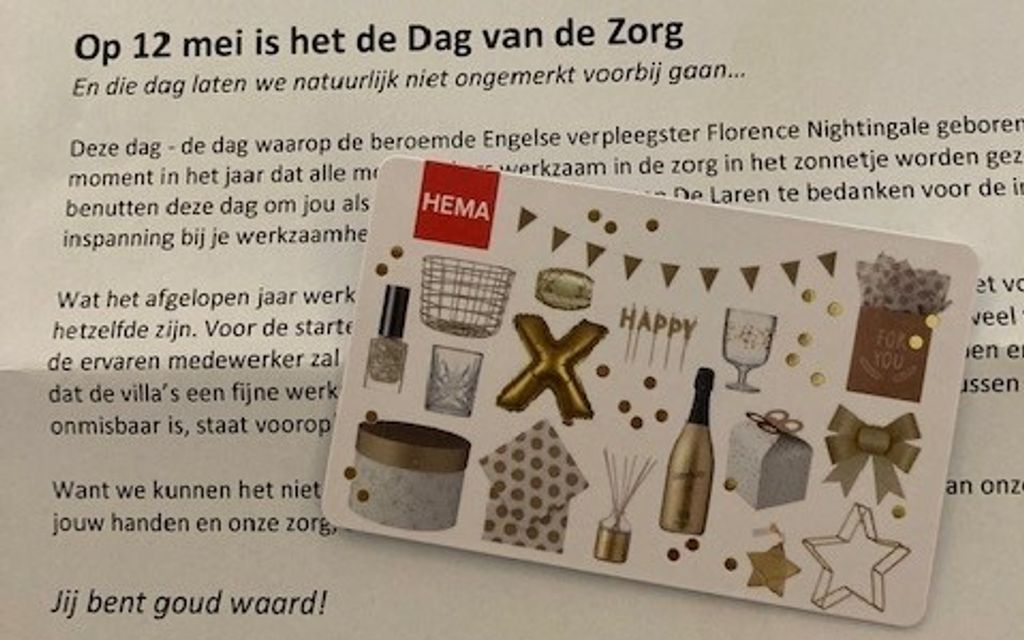 Al onze medewerkers ontvingen een HEMA Cadeaubon